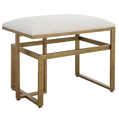 Brushed Brass/Off-White Textured Fabric