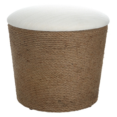 Natural Fiber Rope/Upholstered Off-White Fabric