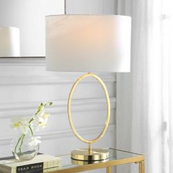 Oval Base Table Lamp - Brass & Metal