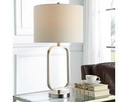 Rectangular Base Brushed Nickel Table Lamp