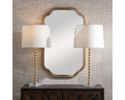 Gold Leaf Table Lamps, Set of Two