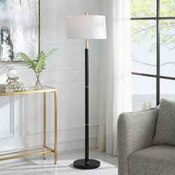 Black Embellished Gold Floor Lamp