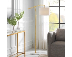 Gold with White Marble Base Floor Lamp