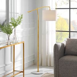 Gold with White Marble Base Floor Lamp