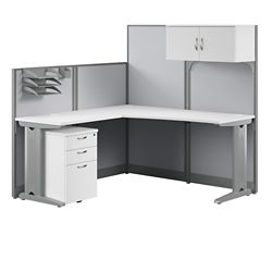 Office-in-an-Hour L-Shaped Workstation w/ Storage - 65"W x 65"D