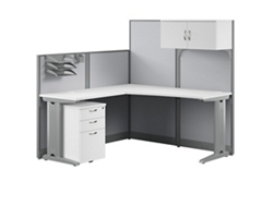 Office-in-an-Hour L-Shaped Workstation w/ Storage - 65"W x 65"D