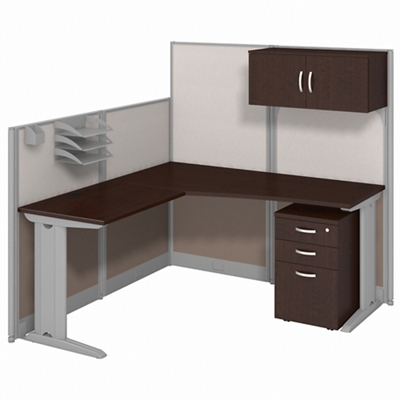 Office-in-an-Hour L-Shaped Workstation w/ Storage - 65"W x 65"D