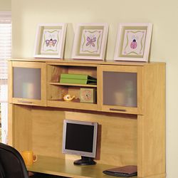 Somerset Hutch for L Desk with Cubby Shelves and Closed Storage - 60"W