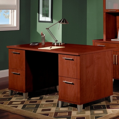 Traditional desk deals with drawers