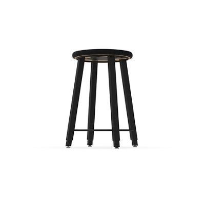 4-Legged Adjustable Square Tube Stool with Laminate Seat - 22-32H