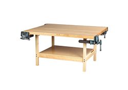 Four Person Maple Workbench with Two Vises - 54" x 64"