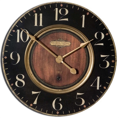 23" Weathered Brass Wall Clock