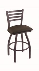 Faux Leather or Wood Big & Tall Stool w/Back - 30"H Swivel Seat