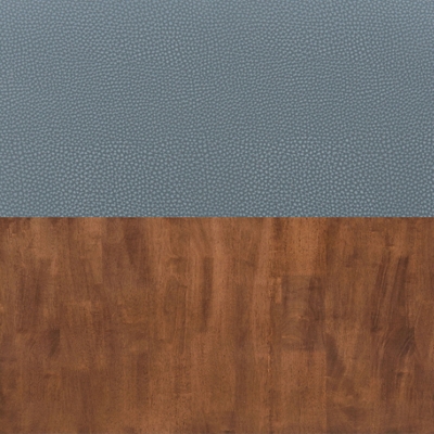Blue Polyurethane Seat/Walnut Faux Wood Steel Legs