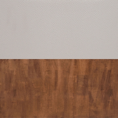 Beige Polyurethane Seat/Walnut Faux Wood Steel Legs