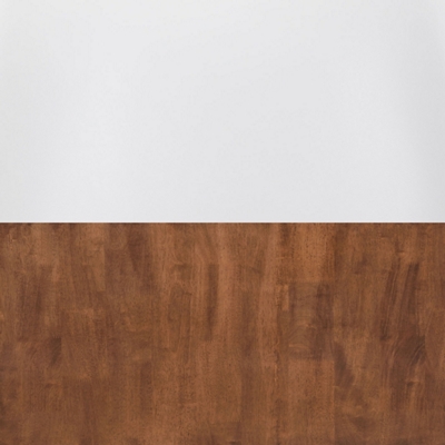 White Polyurethane Seat/Walnut Faux Wood Steel Legs