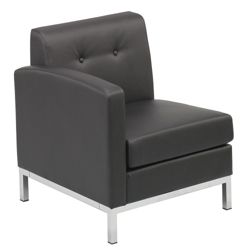 Left Facing Single Arm Faux Leather Chair for Sectional