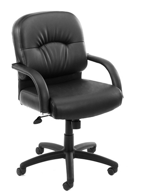 BOSS Office Products High Back Desk Chair Grey Vinyl Chrome Frame