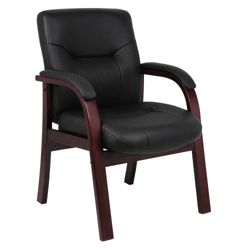 Bonded Leather Guest Chair with Vinyl Arms