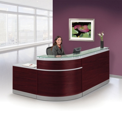 Esquire Glass Top Reception Desk With Ada Return 95 W X 64 D By