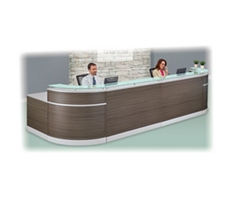 Esquire Double Glass Top Reception Desk - 189"W x 63"D