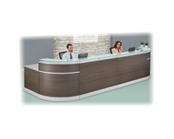 Esquire Double Glass Top Reception Desk - 189"W x 63"D