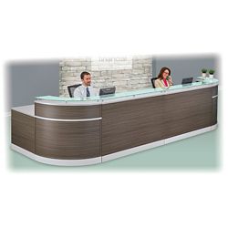 Esquire Double Glass Top Reception Desk - 189"W x 63"D