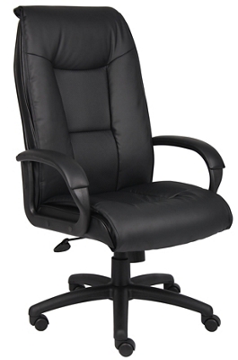 Executive High Back Leather Chair with Padded Arms and Adjustable Seat