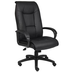 Executive High Back Leather Chair with Padded Arms and Adjustable Seat