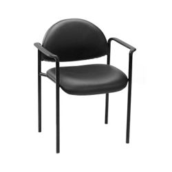 Hume Contemporary Vinyl Stack Chair with Arms and Steel Frame