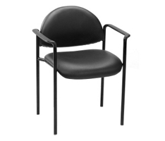 Hume Contemporary Vinyl Stack Chair with Arms and Steel Frame