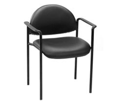 Hume Contemporary Vinyl Stack Chair with Arms and Steel Frame