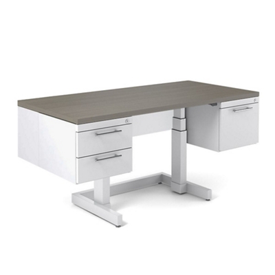 Adjustable Height Executive Desk With Half Pedestals 72 W X 36 D