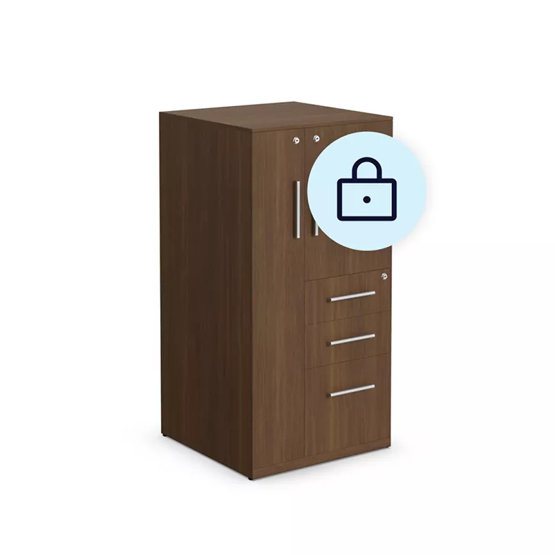 Storage cabinets with locking ability for office.