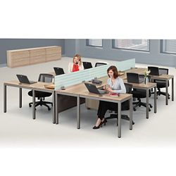At Work Six Person Compact L-Desk Set