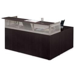 At Work L-Shaped Reception Station with Pedestal