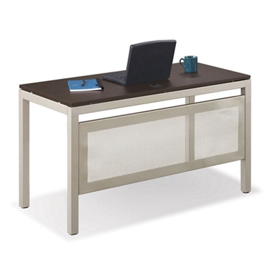 NBF Signature Series at Work Writing Desk 48Wx24D w/ Modesty Panel Gray Laminate/Brushed Nickel Painted Steel Frame (8807978_13)