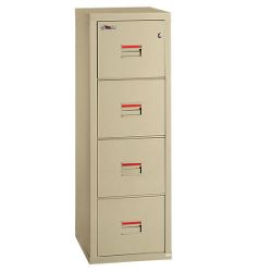 Compact Four Drawer Vertical Fireproof File - 22"D