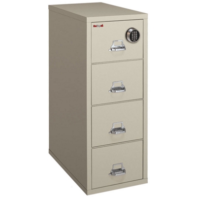 Fire-rated, Locked Lateral Metal File Cabinet