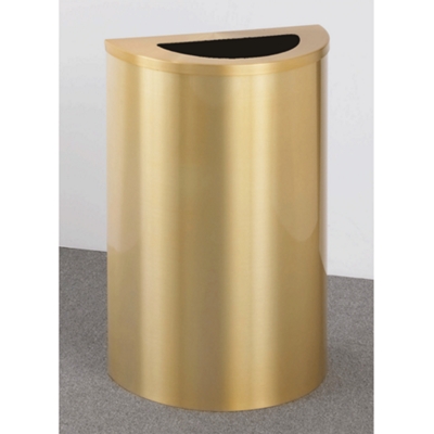 Satin Brass Half Round Waste Receptacle with Steel Liner In and Outdoor