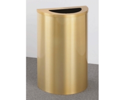 Satin Brass Half Round Waste Receptacle with Steel Liner In and Outdoor