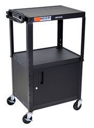 Adjustable Height Steel AV Cart with Cabinet