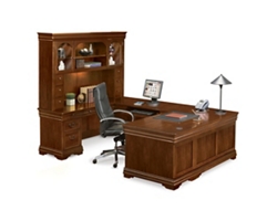 Pont Lafayette U-Desk with Left Return and Hutch - 72"W x 110"D
