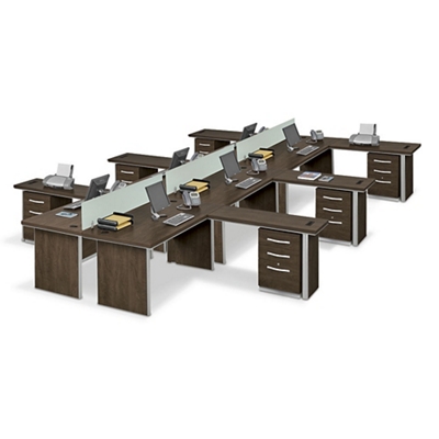 Metropolitan Six L-Desk Workstation Set