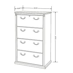Four Drawer Lateral File with Locking Top Drawer- 33.75"W