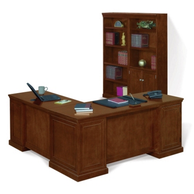 Statesman Executive L Desk With Bookcase Set By Nbf Signature