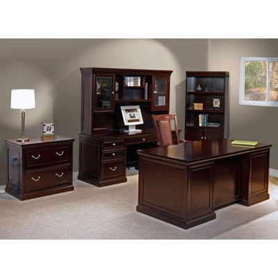 Fulton Five Piece Executive Office Suite with Bookcase Storage
