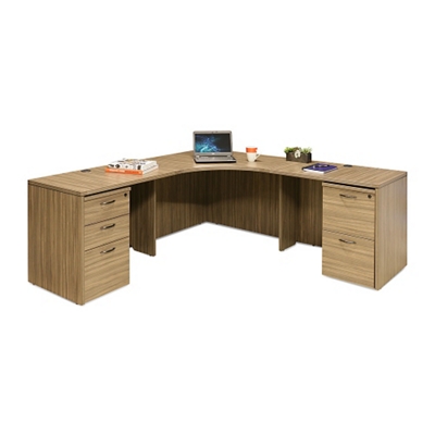 Napa Wood Grain Corner Desk with Pedestal - 77.5"W