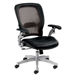 Space Mesh Mid-Back Ergonomic Chair with Leather Seat