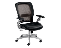 Space Mesh Mid-Back Ergonomic Chair with Leather Seat